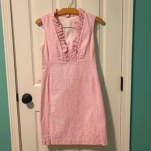 Lilly Pulitzer Pink and White Seersucker Dress